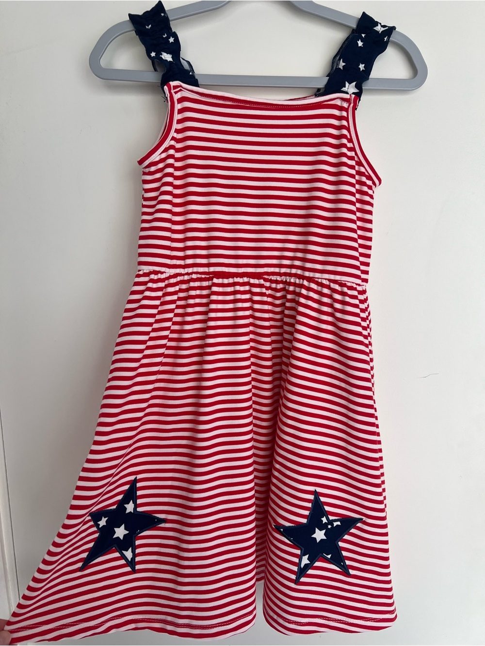 btween Red & White Striped Dress with Navy Star Straps